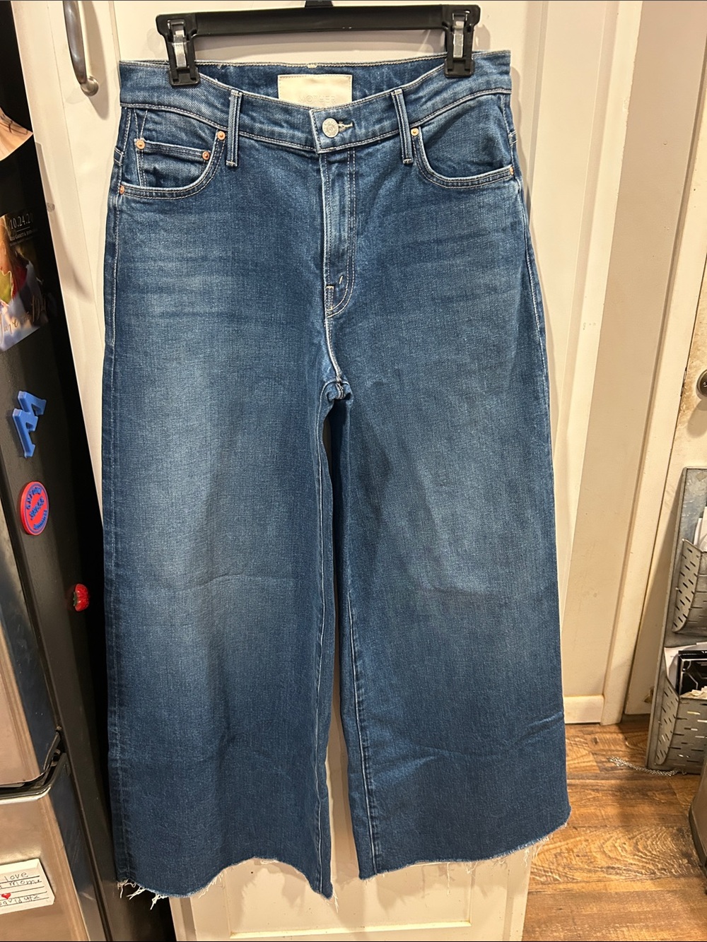 Mother Wide-Leg Blue Denim Jeans